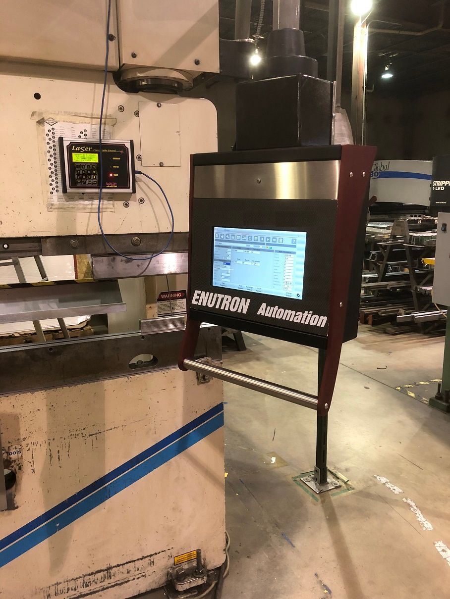 Enu630T CNC control upgrade for all Wysong press brakes. Simple, 4-axes control. Industrial design. CNC control retrofit with servo motor package.