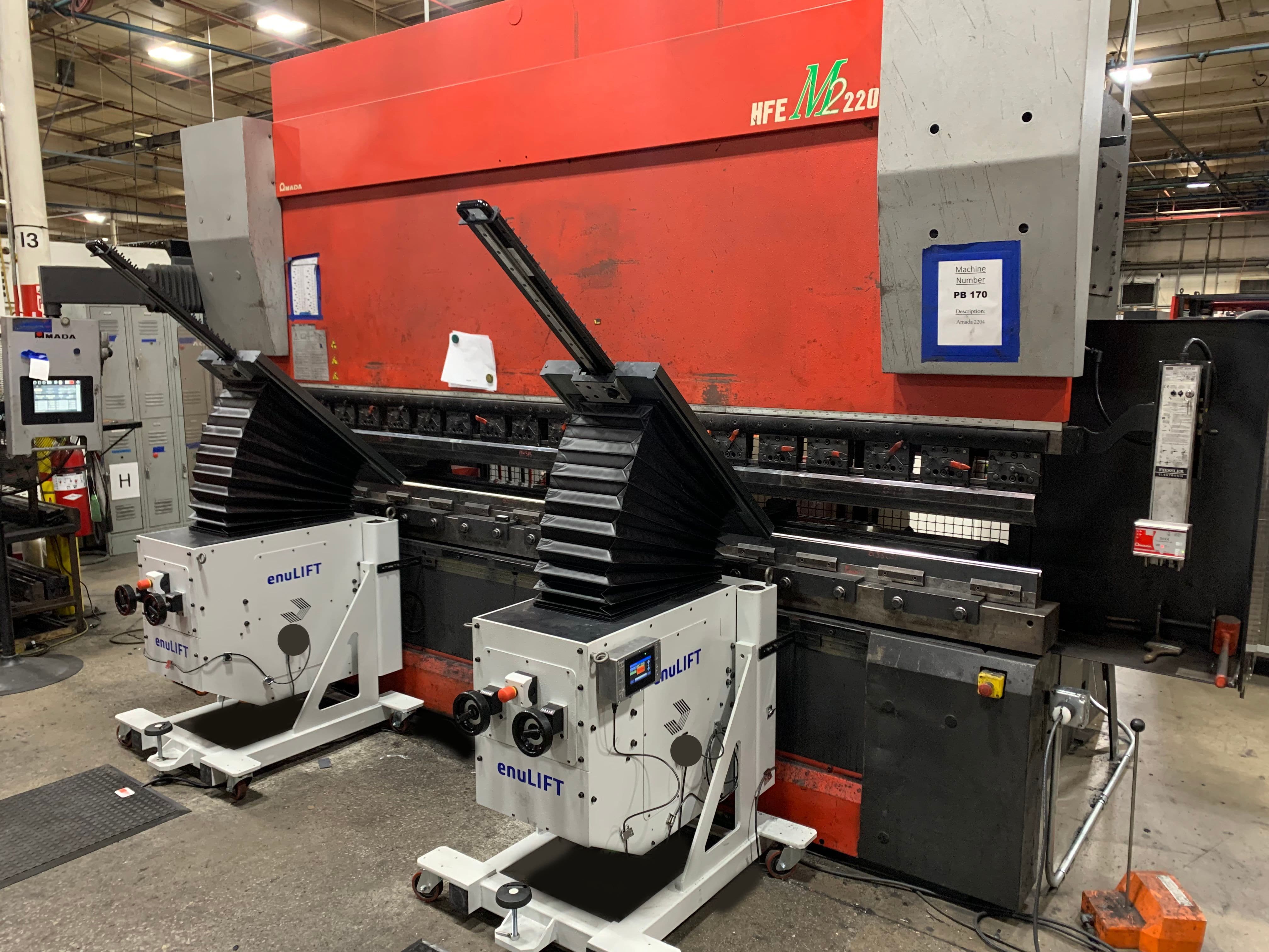 ENUTRON provides press brake control retrofits and the EnuLIFT sheet followers to provide in assisting with material handling.